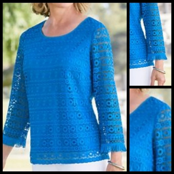Draper's & Damon's Tops - Draper's & damon's lace overlay blouse blue